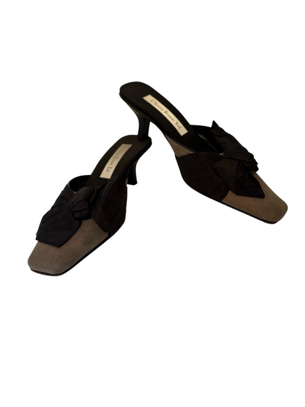 Olivia Rose Tal Brown and Black Bow Mules